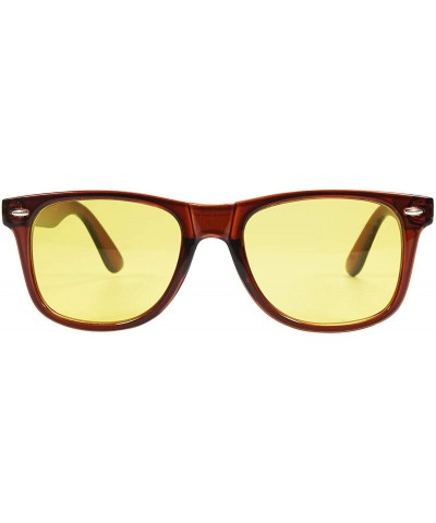 Classic Night Vision Sunglasses Night Driving Glasses Anti Glare Yellow Lens Cloudy/Rainy/Foggy - Teabrown - CV18NX6D9HS $7.2...
