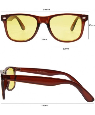 Classic Night Vision Sunglasses Night Driving Glasses Anti Glare Yellow Lens Cloudy/Rainy/Foggy - Teabrown - CV18NX6D9HS $7.2...