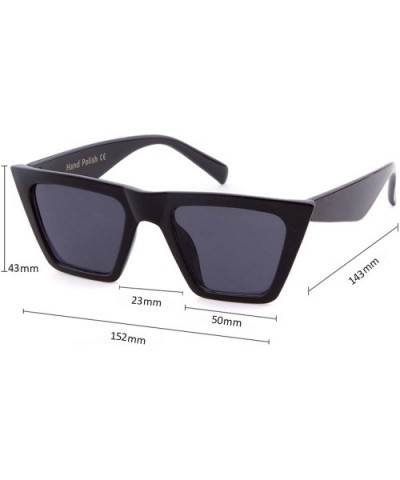 Vintage Small Sunglasses Retro Cateye Sunglasses for Women Men Square Frame - Black/Grey - C319CIO8MQR $10.07 Rectangular