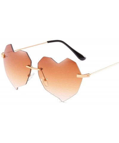 Rimless Heart Heart Retro multilateral Irregular Sunglasses for Women - 8 - CO198SII7HY $23.58 Rimless