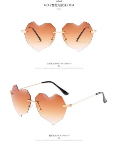 Rimless Heart Heart Retro multilateral Irregular Sunglasses for Women - 8 - CO198SII7HY $23.58 Rimless