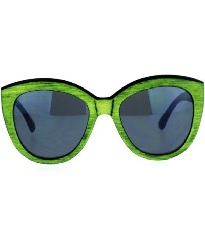 Womens Wood Grain Thick Plastic Butterfly Sunglasses - Light Green - CM12ITP91HH $6.00 Butterfly