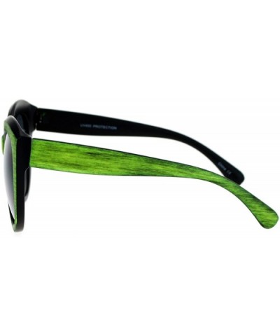 Womens Wood Grain Thick Plastic Butterfly Sunglasses - Light Green - CM12ITP91HH $6.00 Butterfly