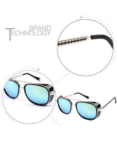 Classic steampunk sunglasses street style Men/Women Sunglasses Vintage goggle - Black/Blue - C7185397CD5 $5.18 Goggle
