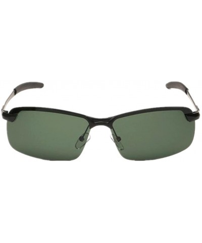 Men Classic Retro UV400 Polarized Sunglasses Mirror Driving Half Frame Glasses - Black Green - CC183QRI8SS $5.97 Rectangular