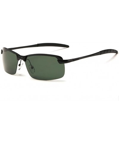 Men Classic Retro UV400 Polarized Sunglasses Mirror Driving Half Frame Glasses - Black Green - CC183QRI8SS $5.97 Rectangular