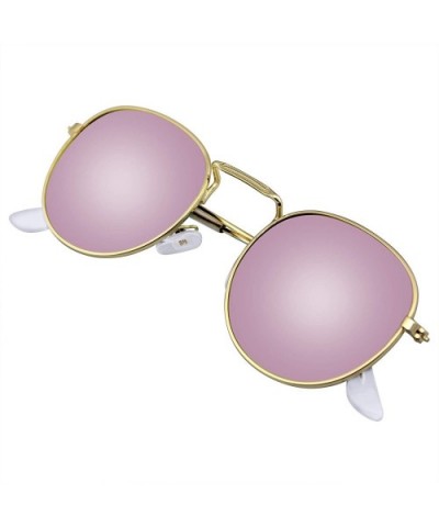New Fashion Men Women's Round Sunglasses Vintage Retro Mirror Glasses - Pink - CD18TWGTWWE $6.62 Rimless