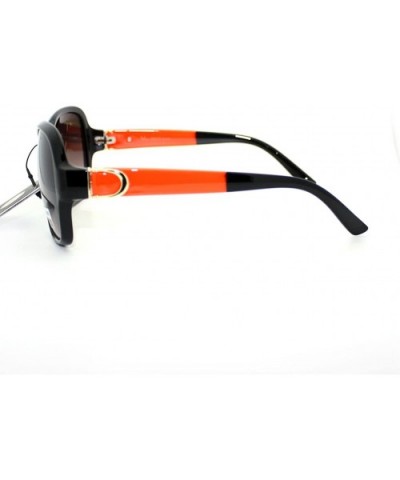 Luxury Designer Fashion Womens Sunglasses Oversize Round Square - Black Orange - CP11VH2G3Q7 $6.80 Round