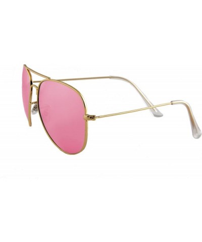 Unisex Sunglasses Polarized UV400 Double Bridge Classic Aviator Lens - Gold Metal Frame/ Mirror Pink Lens - CJ18H2XCN3X $7.61...