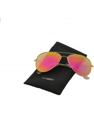 Unisex Sunglasses Polarized UV400 Double Bridge Classic Aviator Lens - Gold Metal Frame/ Mirror Pink Lens - CJ18H2XCN3X $7.61...