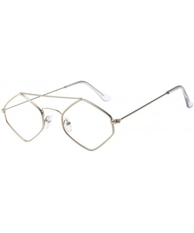 Irregular Sunglasses-Rhombus Frame Sunglasses Women Men Vintage Retro Glasses Unisex Eyewear (D) - D - CF18R2M3X52 $6.96 Round