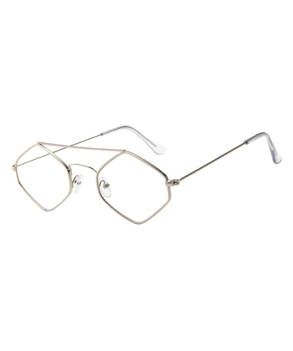Irregular Sunglasses-Rhombus Frame Sunglasses Women Men Vintage Retro Glasses Unisex Eyewear (D) - D - CF18R2M3X52 $6.96 Round
