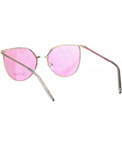 Womens Glitter Lens Retro Fashion Metal Rim Squared Cat Eye Sunglasses - Gold Pink - CZ18ICIXANI $9.76 Cat Eye