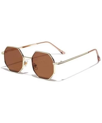 New Polygon Small Sunglasses Women Retro Round Metal Sun Glasses Men Er Hexagon Eyeglasses UV400 - 4 - CJ199CQLCWY $29.64 Goggle