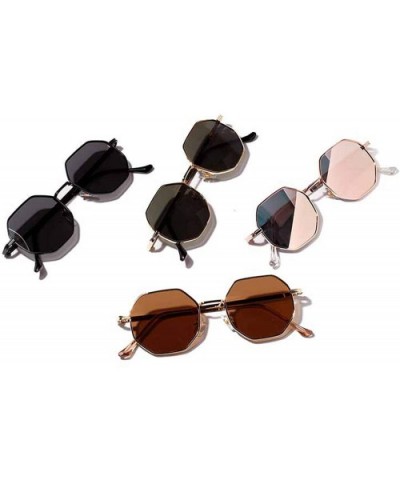 New Polygon Small Sunglasses Women Retro Round Metal Sun Glasses Men Er Hexagon Eyeglasses UV400 - 4 - CJ199CQLCWY $29.64 Goggle