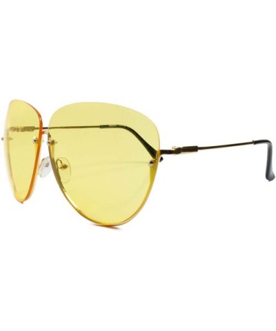 Unique Large Oversized Semi Rimless Womens Aviator Sunglasses - Gold & Yellow - CI18SZ68DAY $10.35 Rimless