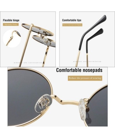 John Lennon Style Vintage Round Polarized Sunglasses for Men Women Small Circle Sunglasses - 2 Pack (Black+ Gold) - CT12O7RHA...