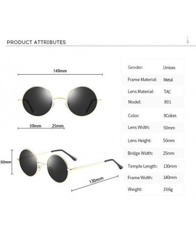 John Lennon Style Vintage Round Polarized Sunglasses for Men Women Small Circle Sunglasses - 2 Pack (Black+ Gold) - CT12O7RHA...