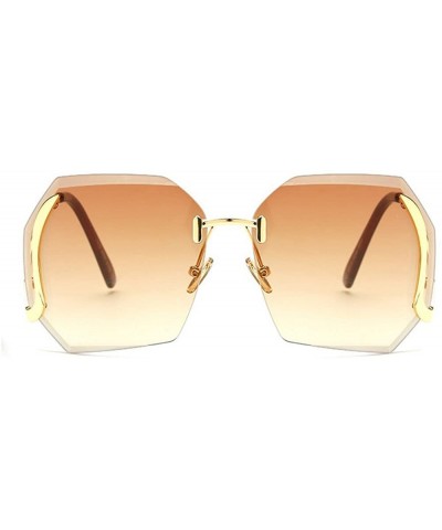 Unique Design Rimless Geometric Sunglasses Clear and Color With Box - Gold-brown - CU17YEN4DAD $12.00 Rimless