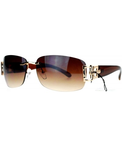 Womens Designer Sunglasses Rimless Rectangular Fashion Eyewear - Brown - CG189LHZEE8 $5.37 Rimless
