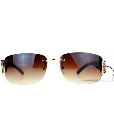 Womens Designer Sunglasses Rimless Rectangular Fashion Eyewear - Brown - CG189LHZEE8 $5.37 Rimless