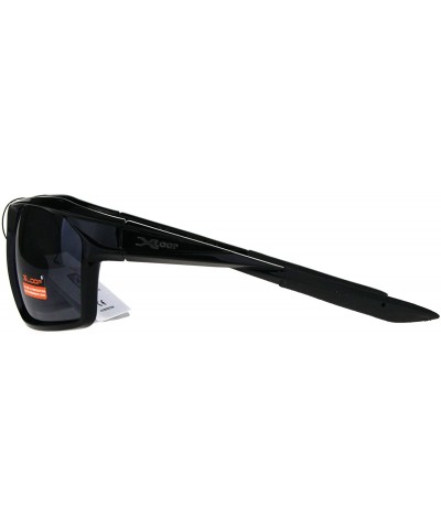 Xloop Mens Sunglasses Sports Fashion Rectangular Wrap Frame UV 400 - Shiny Black (Black) - CQ188Y6492H $6.22 Sport