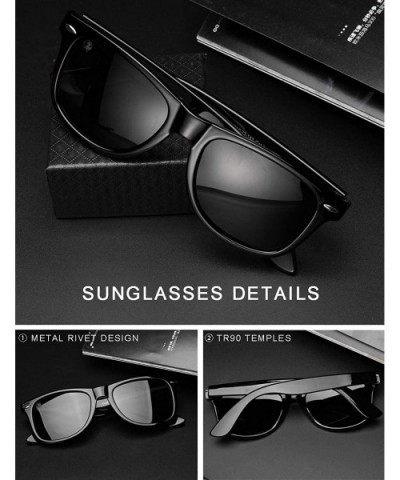 Vintage Square Sunglasses for Men Women Polarized UV Protection Acetate Frame Sunglass - Tr90 Frame-fashion Brown - CR194OMND...