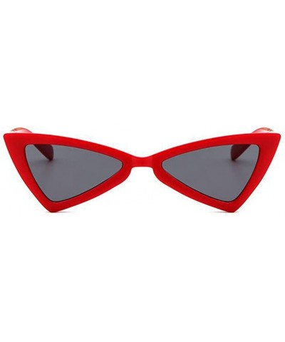 Retro Metal Hinge Women Cat Eye Sunglasses Fashion Triangle Eyewear - Red Gray - CO18CMURDTL $14.07 Goggle