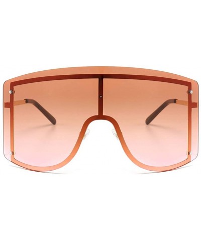 Sunglasses Windproof Oversized Glasses - Brown Pink Lens - CW18WM0RE9X $27.16 Rimless