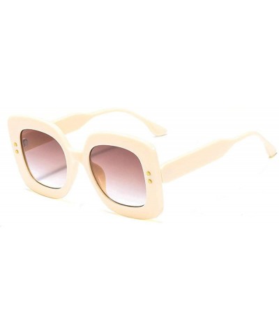 2019 New Square Big Frame Women Sunglasses Men Retro Ladies Big Frame Goggle Female Sunglasses - Beige - CF18Y8ZAEN2 $6.25 Sq...