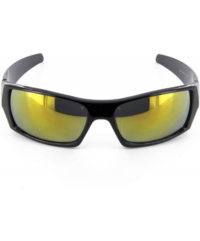 Men Sport Wrap Around Sunglasses Driving Motocycle Sport Golf Eyewear (Black - Sunset) - CD182M2YWQO $5.19 Wrap