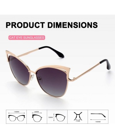 Women's Oversized Polarized Metal Frame Mirrored Cat Eye Sunglasses MT3 - B Gold Frame/Grey Lens - CG17YIMT69L $9.52 Round