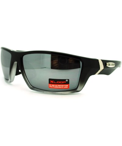 Mens Sunglasses Sporty Fashion Wrap Frame Reflective Lens - Black Silver - C011HHPFBG1 $5.82 Sport