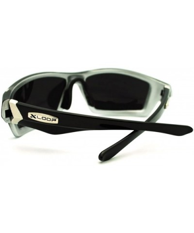 Mens Sunglasses Sporty Fashion Wrap Frame Reflective Lens - Black Silver - C011HHPFBG1 $5.82 Sport