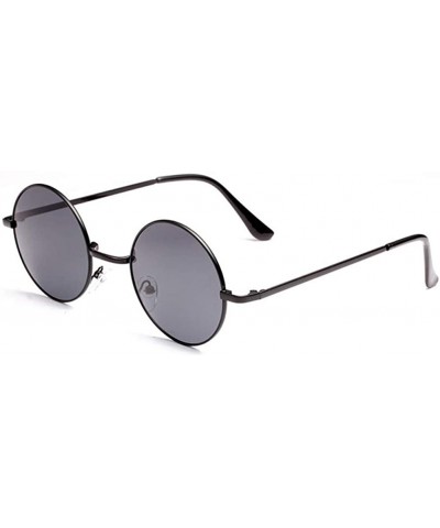 Unisex Hippie Vintage Sunglasses - Anti UV Retro Oversized Round Eyewear (Black Frame with Gray Resin Lenses) - CC18OA60YUQ $...