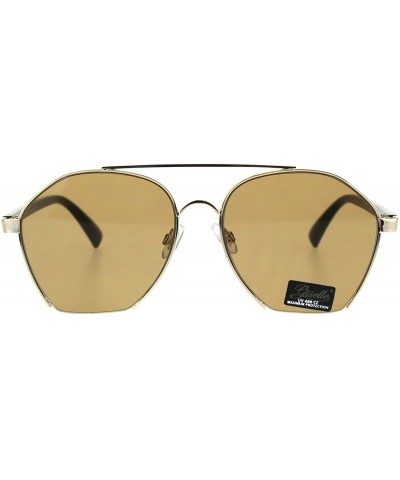 Womens Fashion Sunglasses Unique Cut Cropped Aviator Shades UV 400 - Gold Tortoise (Brown) - CD18IQXTYK3 $8.33 Aviator