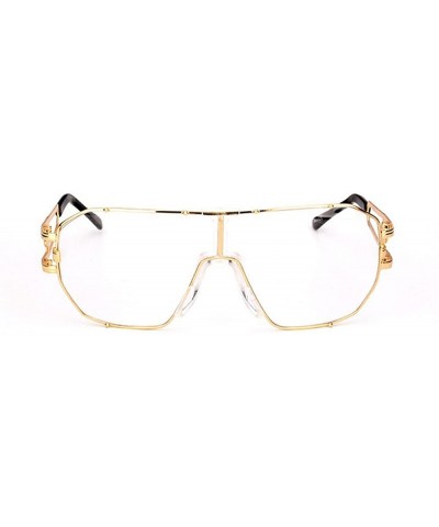 Unisex Oversized Flat Top Rimless Clear Lens Shield Sunglasses - Gold-clear - C217YSEHMN9 $8.39 Sport