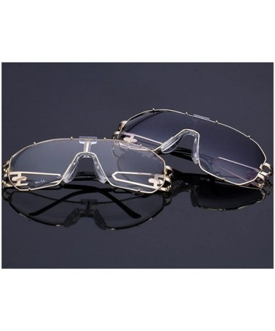 Unisex Oversized Flat Top Rimless Clear Lens Shield Sunglasses - Gold-clear - C217YSEHMN9 $8.39 Sport