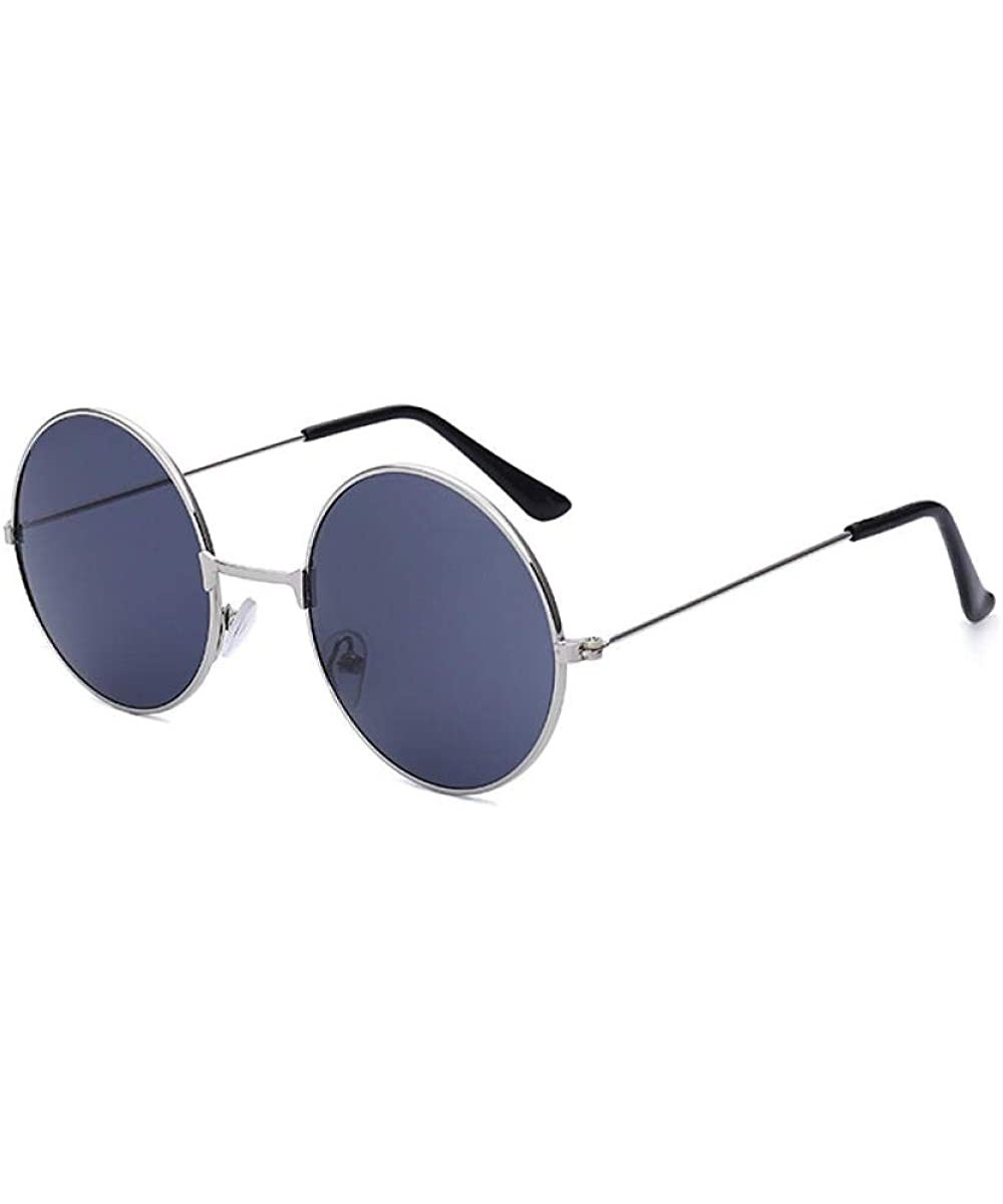 Round sunglasses personality prince mirror - Silver Frame / Black Film - CZ18WQ5N56A $27.19 Round