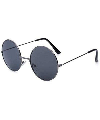 Round sunglasses personality prince mirror - Silver Frame / Black Film - CZ18WQ5N56A $27.19 Round