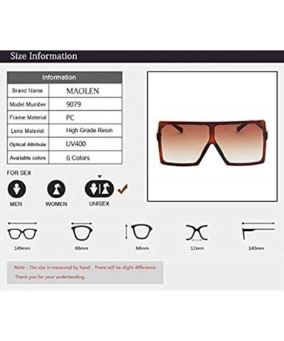 Oversized Square Sunglasses for Women Men Flat Top Shades Sunglasses - Transparency-brown-gloss Black-grey - CH18H52QQKH $10....