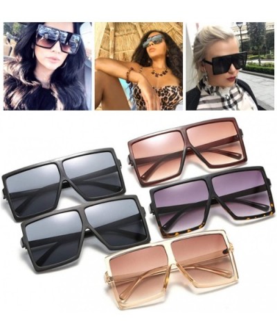 Oversized Square Sunglasses for Women Men Flat Top Shades Sunglasses - Transparency-brown-gloss Black-grey - CH18H52QQKH $10....