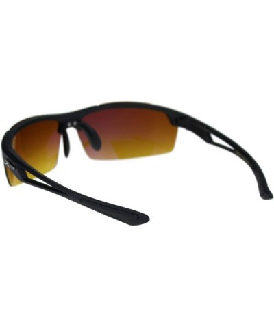 Xloop HD Sunglasses Mens Half Rim Light Weight Wrap Around Sports UV 400 - Matte Black - C2192L0Q7TO $7.26 Sport