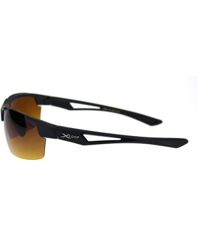 Xloop HD Sunglasses Mens Half Rim Light Weight Wrap Around Sports UV 400 - Matte Black - C2192L0Q7TO $7.26 Sport