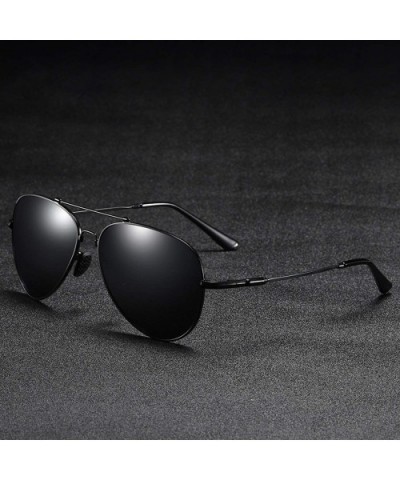 Memory Metal Frame Polarized Sunglasses for Men Women - Black Grey - CE18WEY3ETX $16.17 Aviator