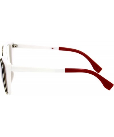 designer vintage retro Mirror women's cat eye sunglasses FF0136 - White - CF12GMZSJVP $21.20 Oversized