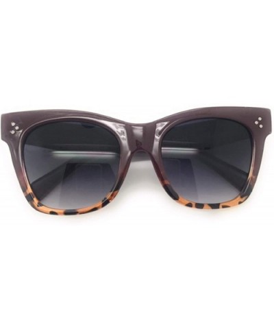 Womens Oversized Fashion Sunglasses Big Flat Square Frame0 UV Production Eye Glass - Purple Leopard - CJ18I2OXHN2 $6.44 Square