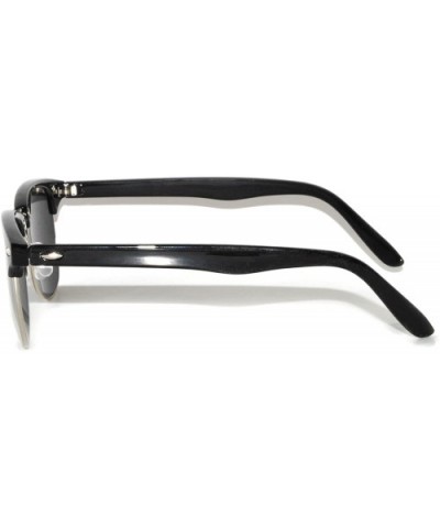 Classic Mirrored Lens Sunglasses Black Metal Half Frame Silver Lens - CK129NFDUH9 $9.39 Wayfarer