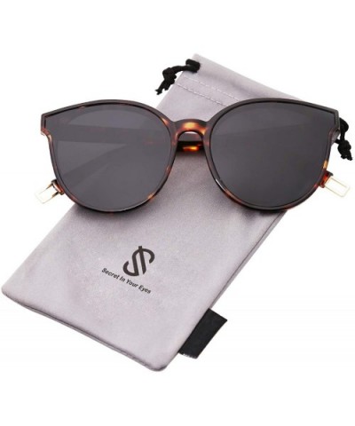 Fashion Round Sunglasses for Women Men Oversized Vintage Shades SJ2057 - 0c4 Tortoise Frame/Grey Lens - CI18DHN7SH3 $9.29 Square