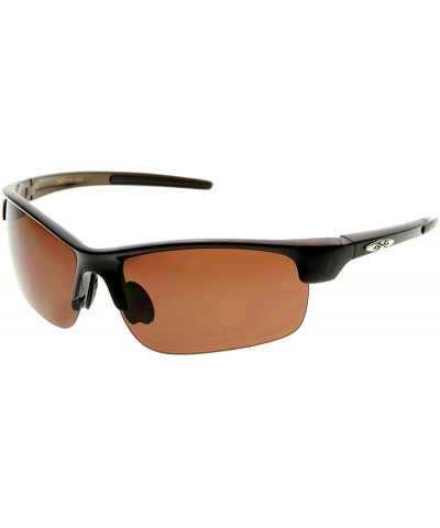 Semi-Rimless Half Frame Cycling Sports Wrap Sunglasses - Black Amber - CM110IM0LER $9.06 Rimless